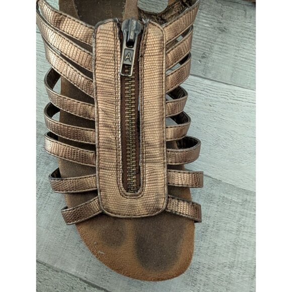 American Eagle Bronze Gladiator Sandals Wedge Heel Cork Sole US Size 7 - Picture 3 of 6